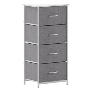 Pemberly Row Contemporary 4 Drawer Dresser in White Wood Top/Gray