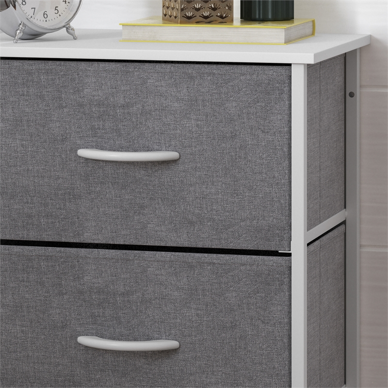 Pemberly Row Contemporary 4 Drawer Dresser in White Wood Top/Gray