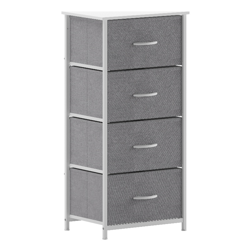 Pemberly Row Contemporary 4 Drawer Dresser in White Wood Top/Gray