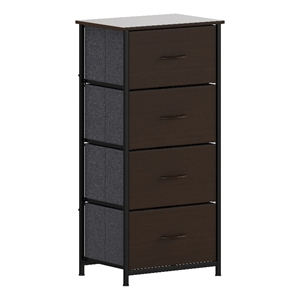 Pemberly Row 4 Drawer Dresser in Brown Wood Top/Black Iron Frame