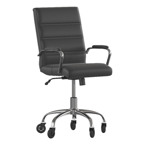 Pemberly Row Executive Chair with Chrome Frame & Arms on Skate Wheels-Black