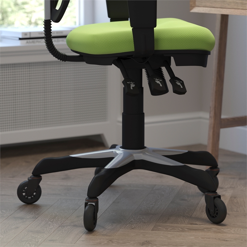 Pemberly Row Mid-Back Ergonomic Multifunction Mesh Chair with Wheels in Green
