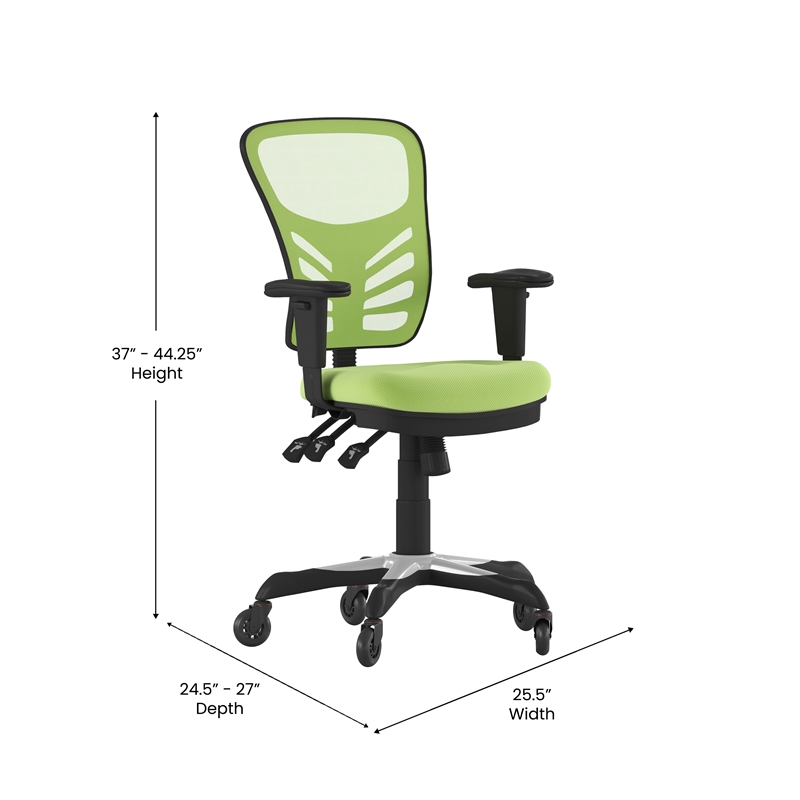 Pemberly Row Mid-Back Ergonomic Multifunction Mesh Chair with Wheels in Green