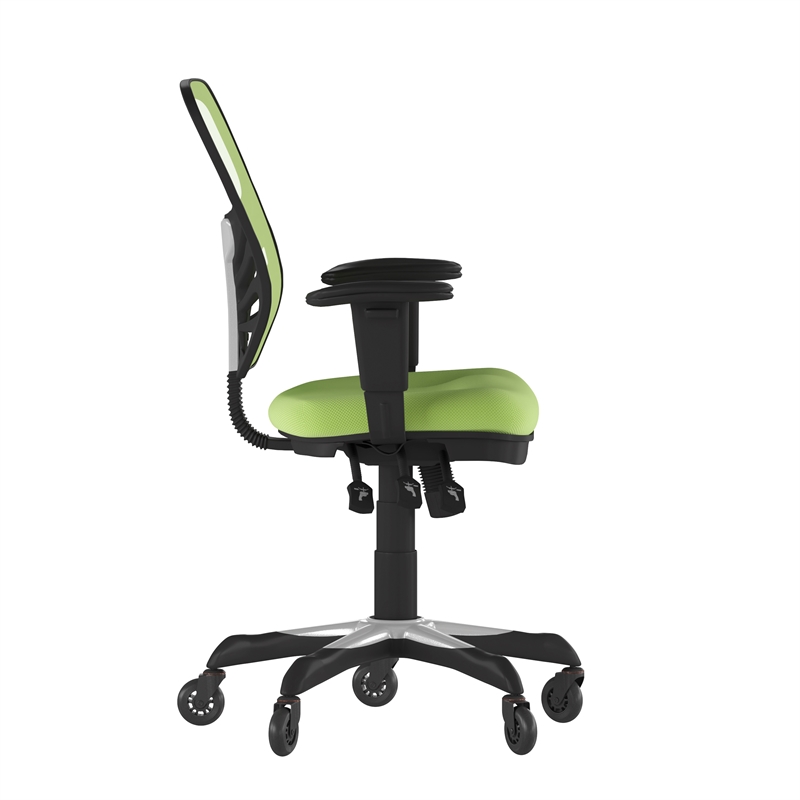 Pemberly Row Mid-Back Ergonomic Multifunction Mesh Chair with Wheels in Green