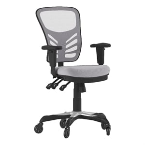 Pemberly Row Mid-Back Ergonomic Multifunction Mesh Chair with Wheels in Gray