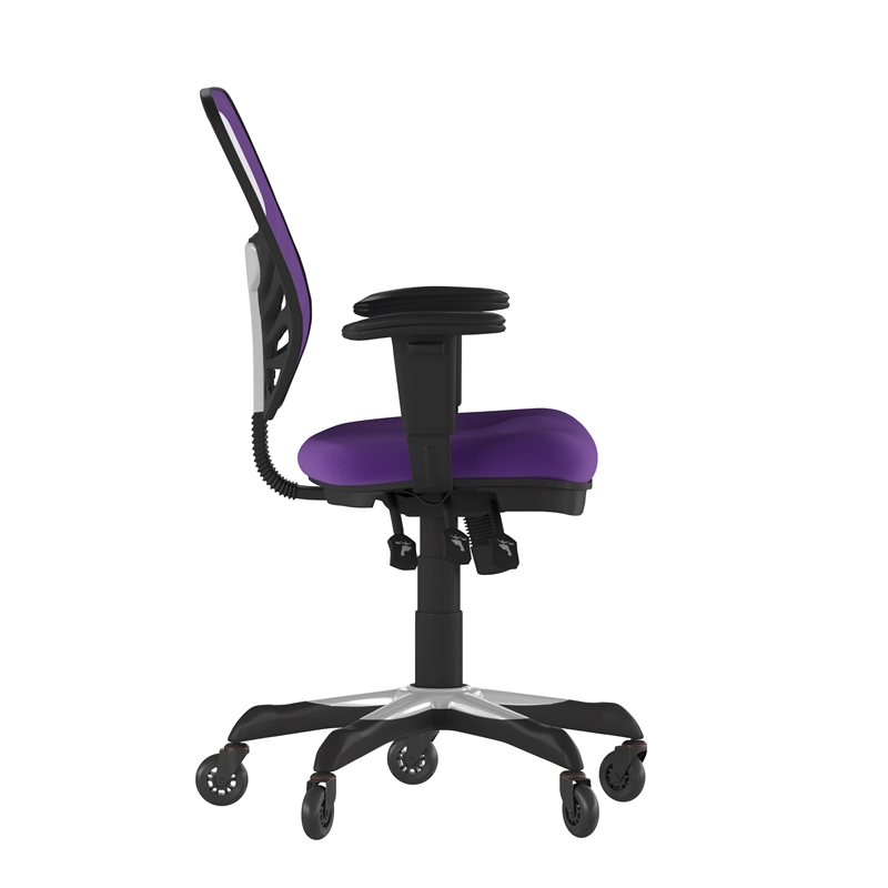 Pemberly Row Mid-Back Ergonomic Multifunction Mesh Chair with Wheels in Purple