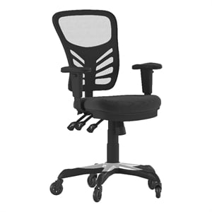 Pemberly Row Mid-Back Ergonomic Multifunction Mesh Chair with Wheels in Black
