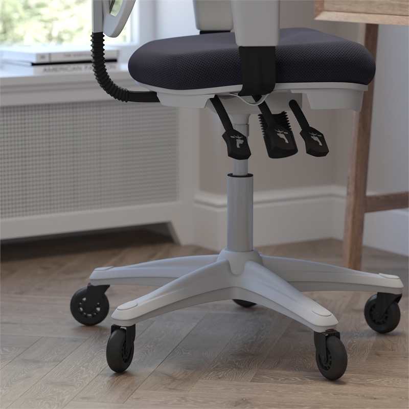 Pemberly Row Mid-Back Ergonomic Multifunction Mesh Chair with Wheels-Dark Gray