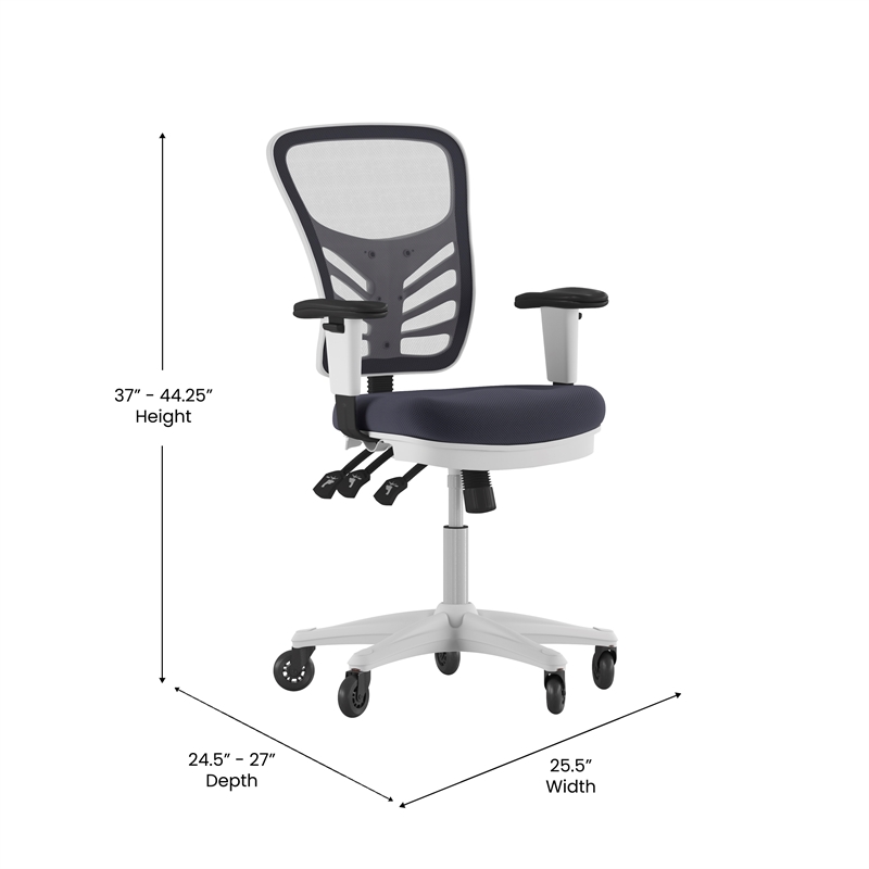 Pemberly Row Mid-Back Ergonomic Multifunction Mesh Chair with Wheels-Dark Gray