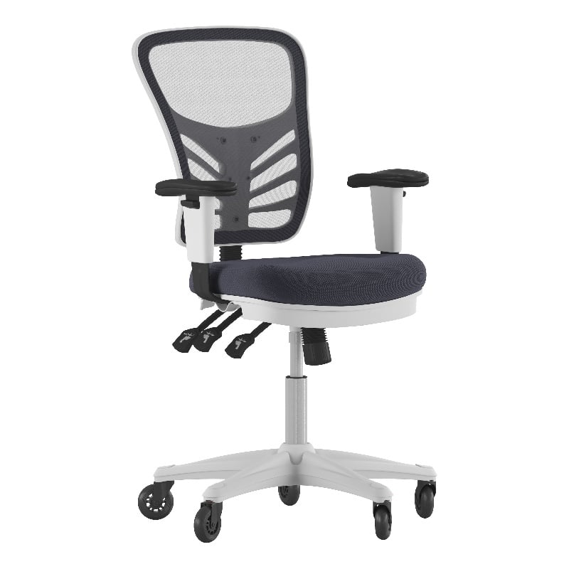 Pemberly Row Mid-Back Ergonomic Multifunction Mesh Chair with Wheels-Dark Gray