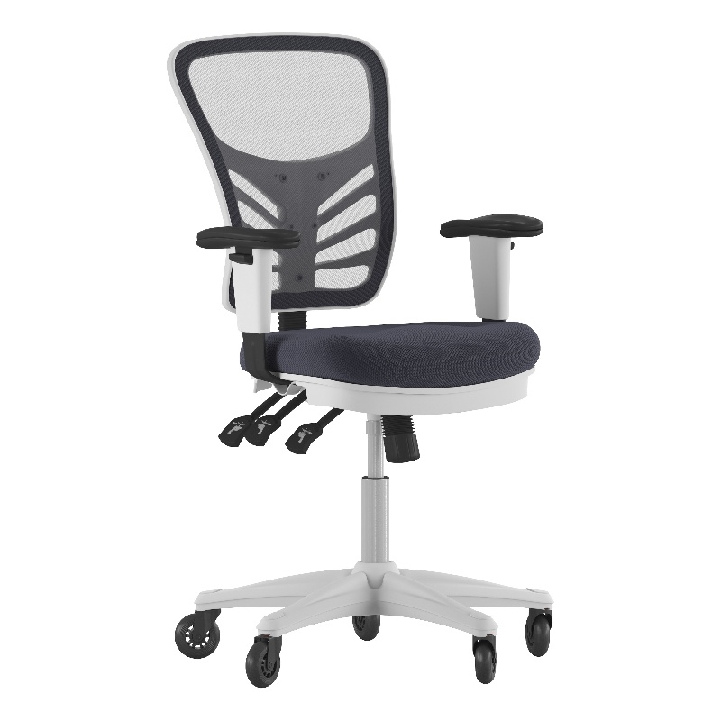 Pemberly Row Mid-Back Ergonomic Multifunction Mesh Chair with Wheels-Dark Gray