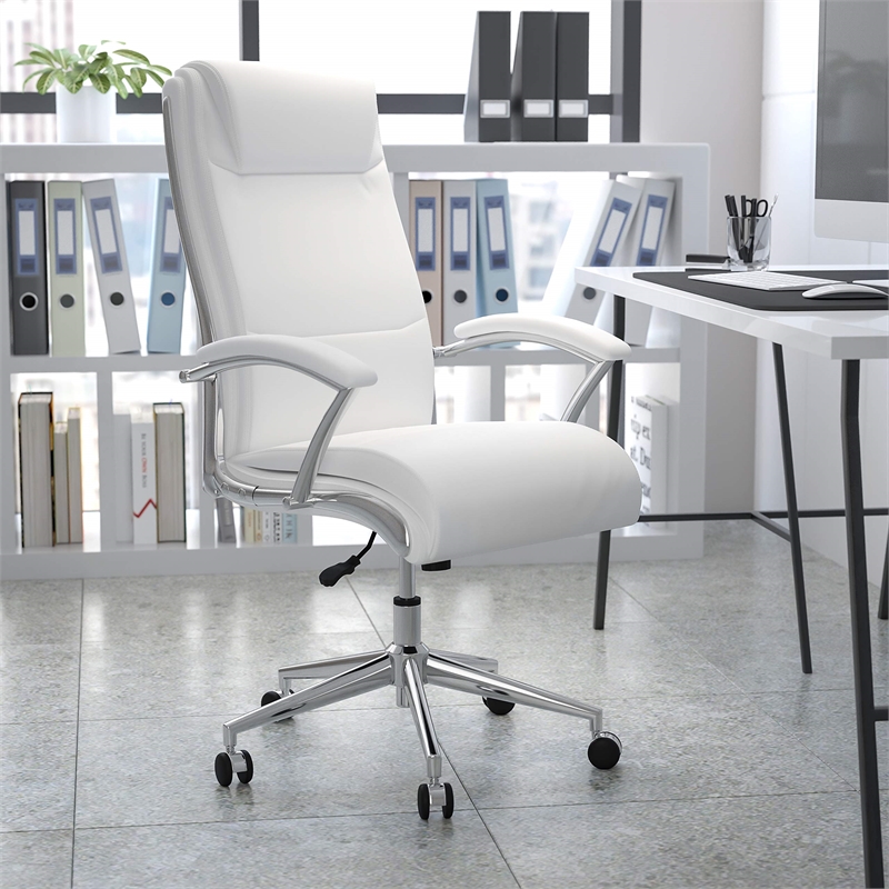 Pemberly Row Modern / Contemporary Leather Office Chair in White