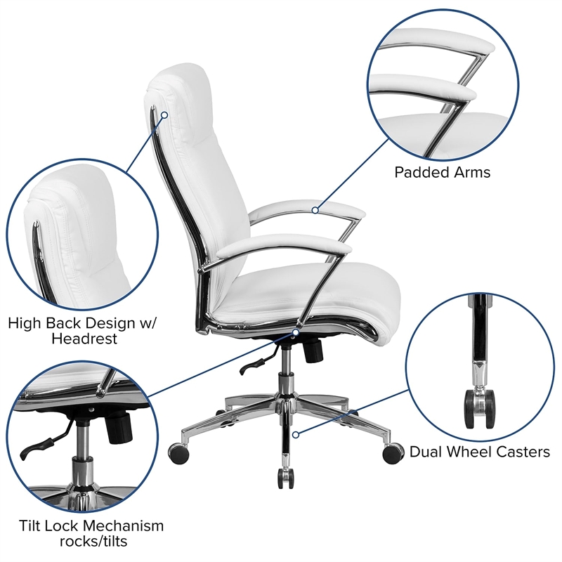 Pemberly Row Modern / Contemporary Leather Office Chair in White