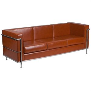 Pemberly Row Modern / Contemporary Faux Leather Sofa in Orange