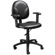 Pemberly Row Faux Leather Wide Seat Office Swivel Chair with Arms in Black