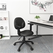 Pemberly Row Faux Leather Wide Seat Office Swivel Chair with Arms in Black