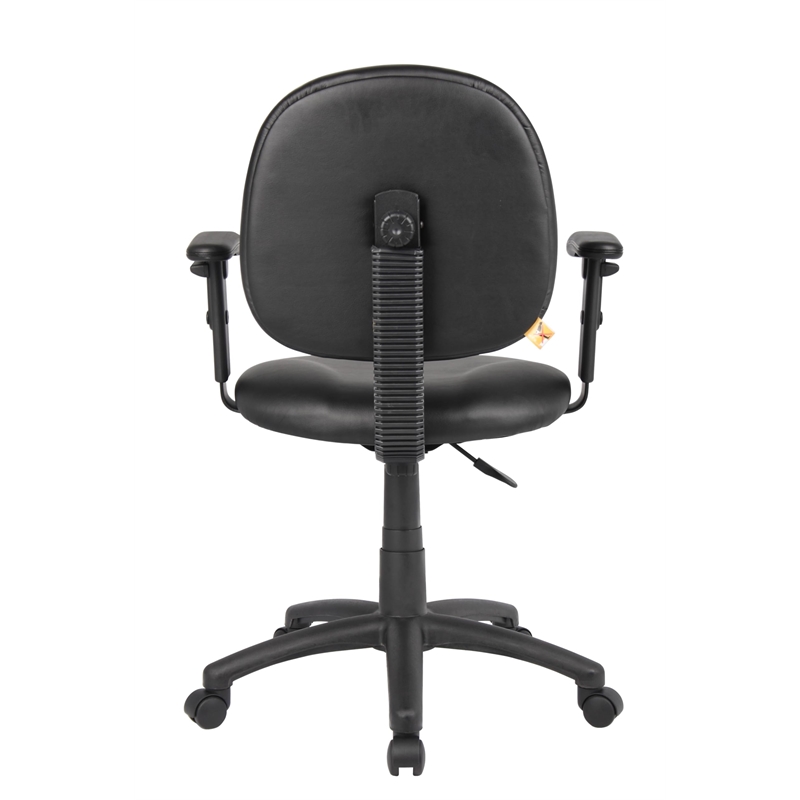 Pemberly Row Faux Leather Wide Seat Office Swivel Chair with Arms in Black
