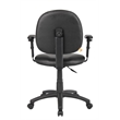 Pemberly Row Faux Leather Wide Seat Office Swivel Chair with Arms in Black