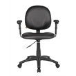 Pemberly Row Faux Leather Wide Seat Office Swivel Chair with Arms in Black