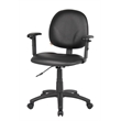 Pemberly Row Faux Leather Wide Seat Office Swivel Chair with Arms in Black