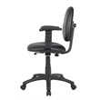 Pemberly Row Faux Leather Wide Seat Office Swivel Chair with Arms in Black