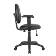 Pemberly Row Faux Leather Wide Seat Office Swivel Chair with Arms in Black