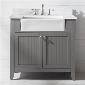 Pemberly Row Wooden Modern Transitional 36&quot Single Vanity in Gray
