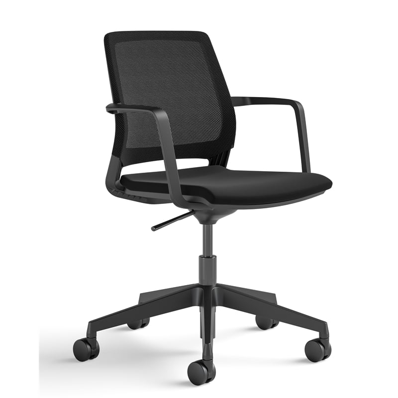 Pemberly Row Modern Transitional Plastic Conference Chair in Black