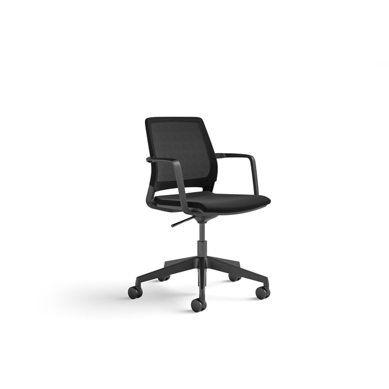 Pemberly Row Modern Transitional Plastic Conference Chair in Black