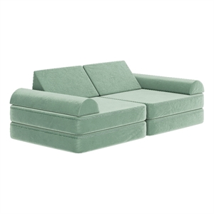 Pemberly Row 56&quot Foam Modular Kids Play Couch with 6 Sectional Sofa Pieces-Sage
