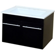 Pemberly Row 2-Door Modern Single Wall Mount Sink Solid Wood Vanity in Black