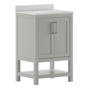 Pemberly Row 24&quot Bathroom Vanity with Undermount Sink & Open Storage Shelf-Gray