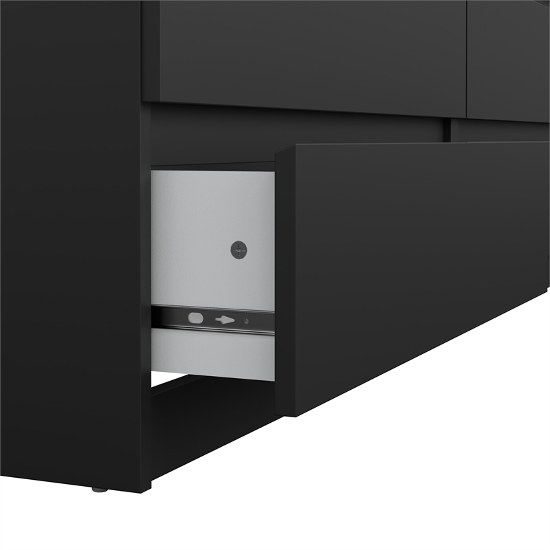 Pemberly Row Contemporary Black Matte 6 Drawer Double Dresser