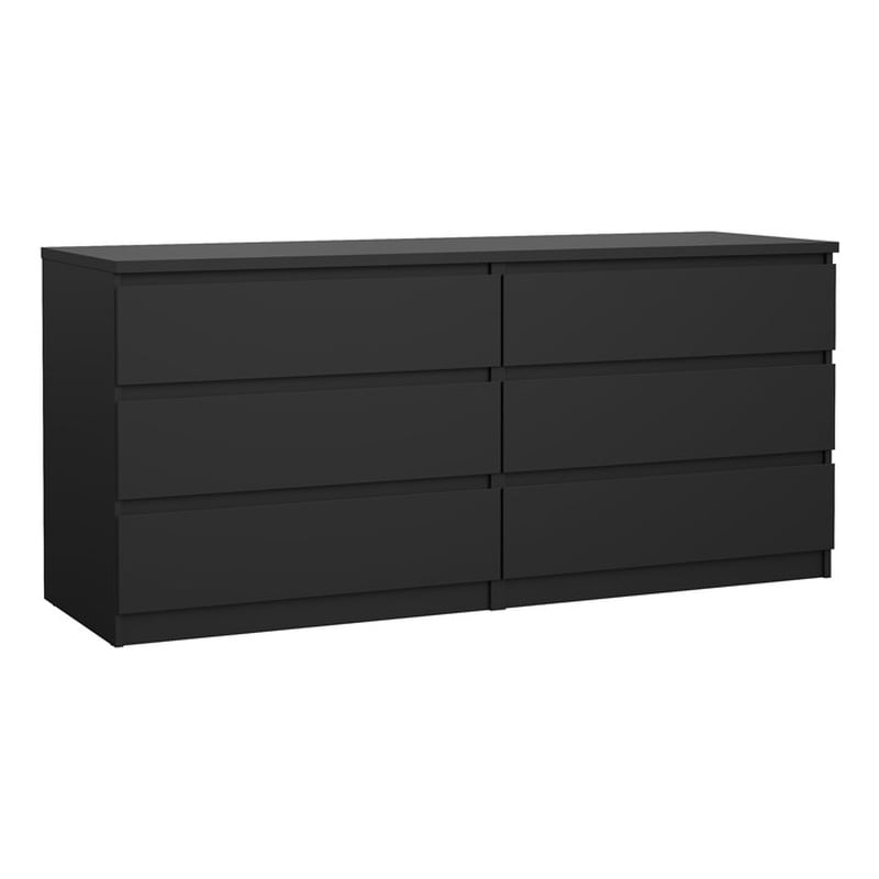 Pemberly Row Contemporary Black Matte 6 Drawer Double Dresser