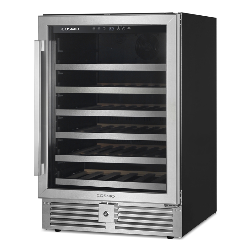 Pemberly Row 48-Bottle Single-Zone Stainless Steel Freestanding Wine Cooler