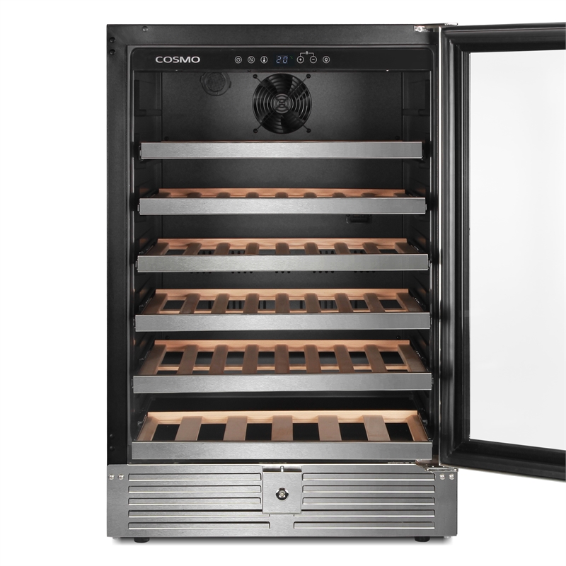 Pemberly Row 48-Bottle Single-Zone Stainless Steel Freestanding Wine Cooler