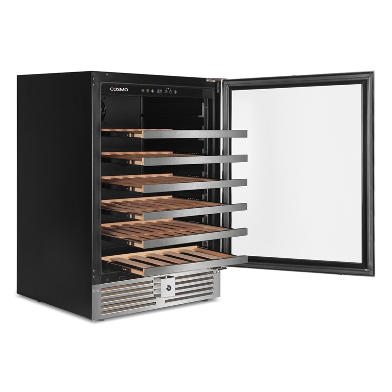 Pemberly Row 48-Bottle Single-Zone Stainless Steel Freestanding Wine Cooler