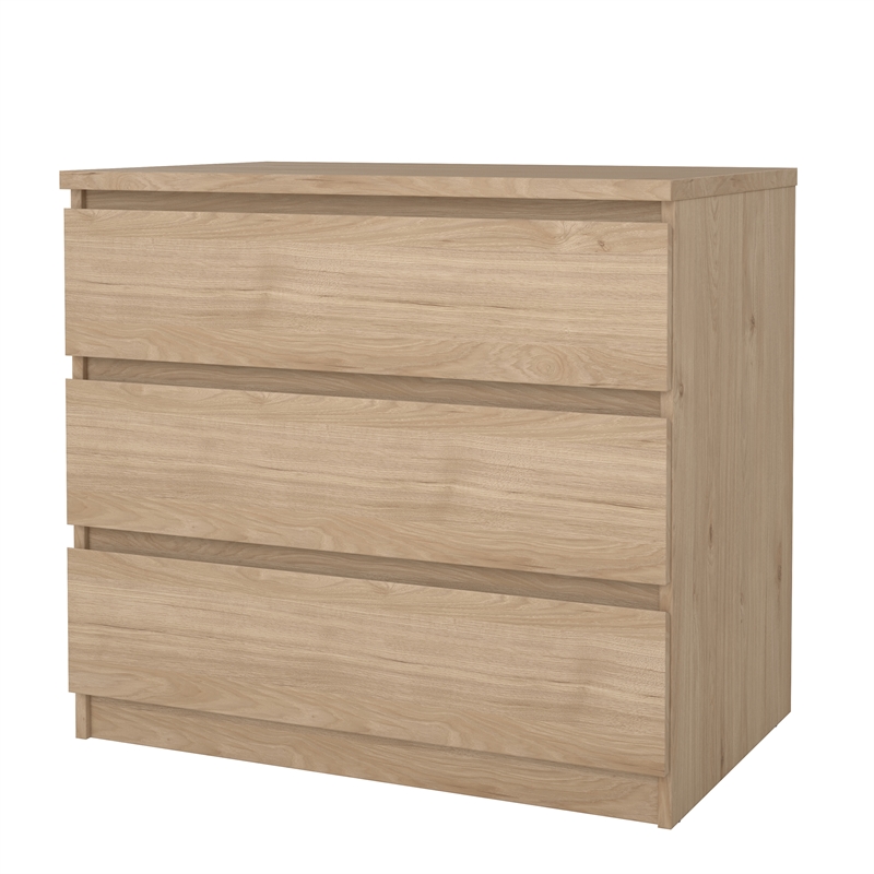 Pemberly Row Engineered Wood Contemporary Jackson Hickory 3 Drawer Chest