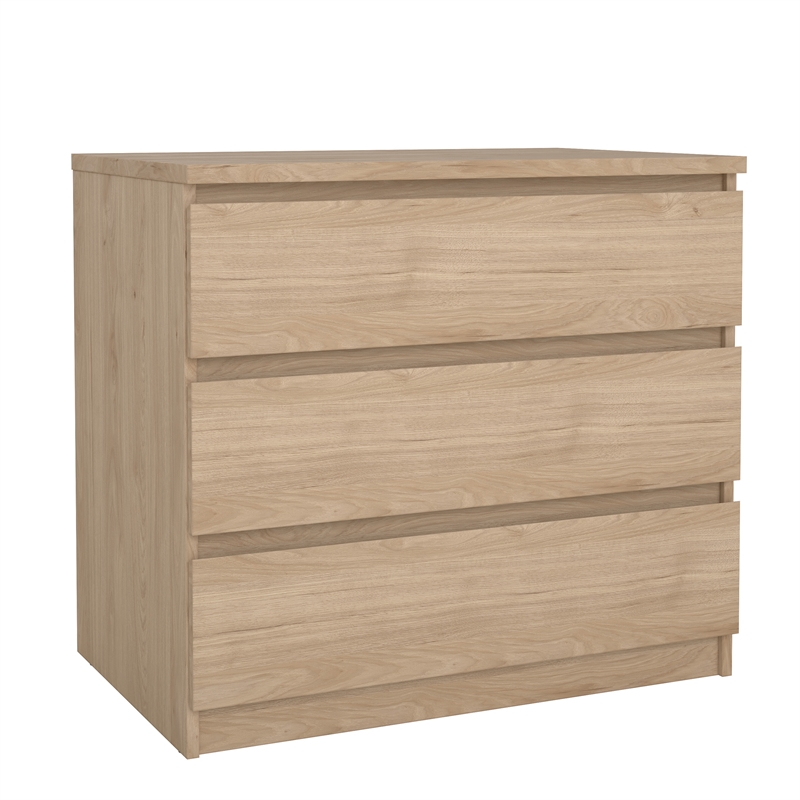 Pemberly Row Engineered Wood Contemporary Jackson Hickory 3 Drawer Chest