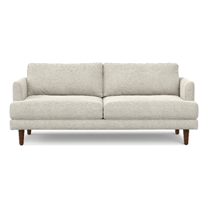 Pemberly Row 76&quotW Modern Loveseat Sofa in Cream White Woven-Blend Fabric
