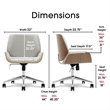 Pemberly Row Home Office Desk Chair Modern Ergonomic Woven Fabric Gray