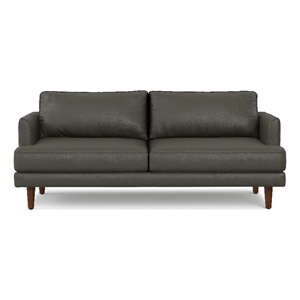 Pemberly Row 76&quotW Modern Sofa in Coal Top Grain Genuine Leather