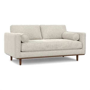 Pemberly Row 72&quotW Modern Loveseat Sofa in Cream White Woven-Blend Fabric