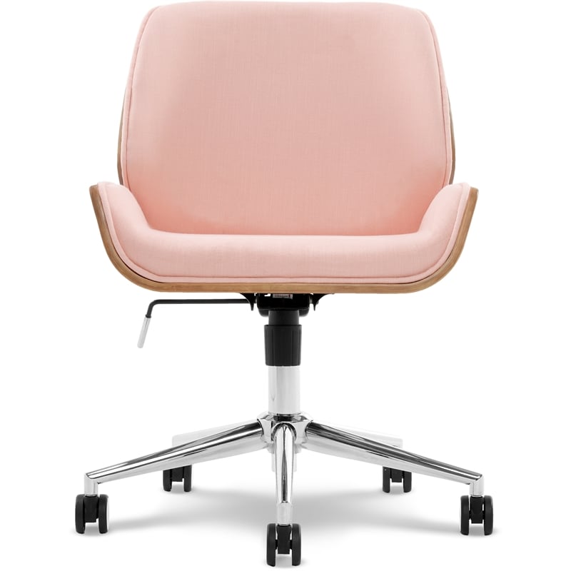 Pemberly Row Home Office Desk Chair Modern Ergonomic Woven Fabric Pink