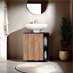 Pemberly Row Under Sink Cabinet Two Side Shelves Engineered Wood Multi-Color