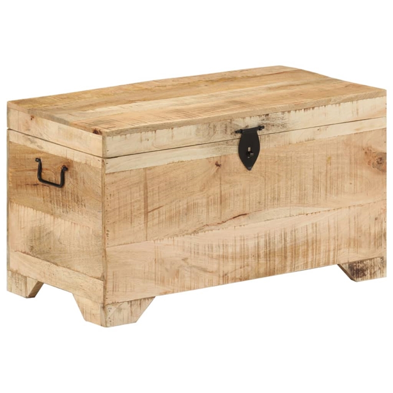Pemberly Row Medium Solid Rough Mango Wood Storage Chest in Brown