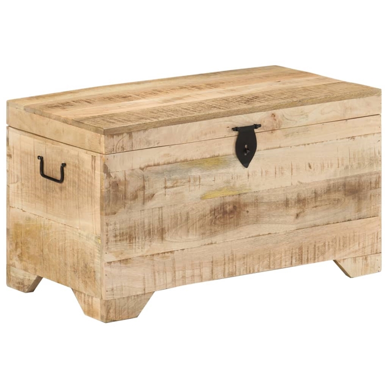 Pemberly Row Medium Solid Rough Mango Wood Storage Chest in Brown