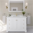 Pemberly Row Light Vein Wood Single Bathroom Vanity in White/Gold