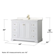 Pemberly Row Light Vein Wood Single Bathroom Vanity in White/Gold