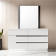 Pemberly Row 33 x 39 Dresser Mirror - Crystal Accents in White Glossy Laminate